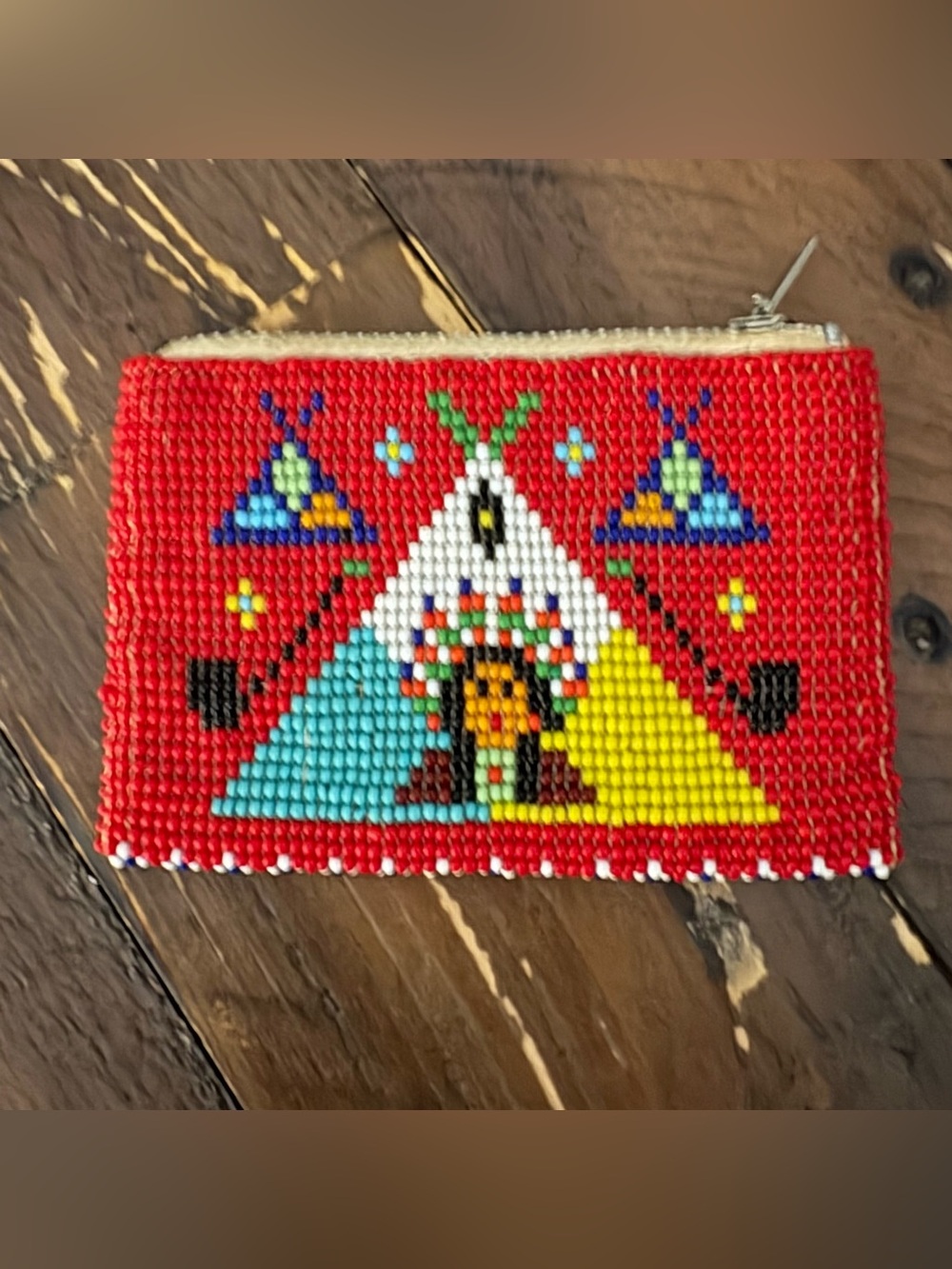 Vintage Handmade Native American Beaded Coin  Pouch - from 1950’s